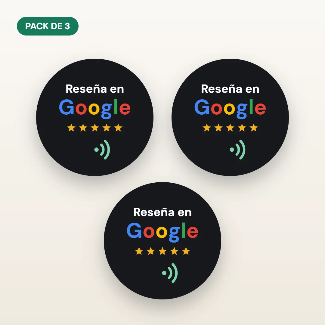 Pack de 3 pegatinas NFC para reseñas de Google